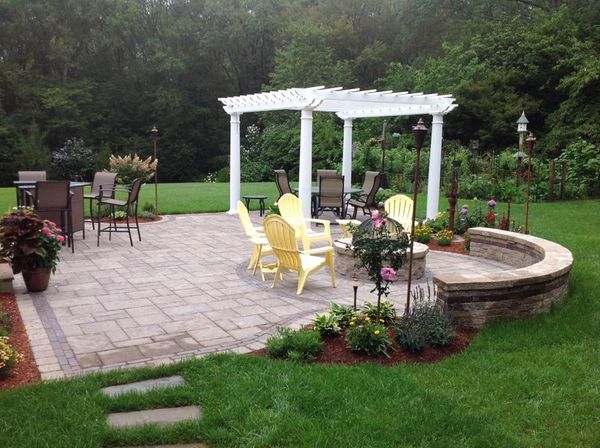 Custom Patio, Stone Wall, and Fire Pit