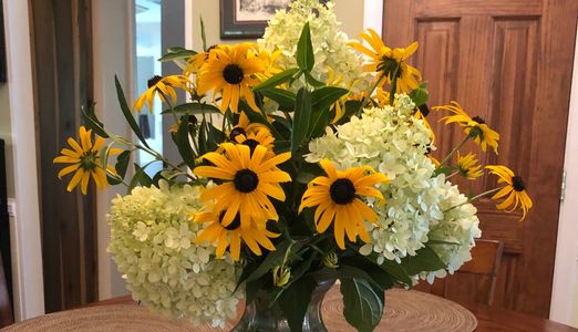 Bouquet on the dining table at The Old Campbell Farm