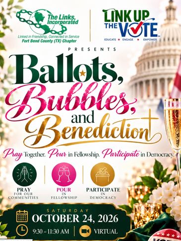 Event poster for "Ballots, Bubbles, and Benediction" on October 24, 2026.