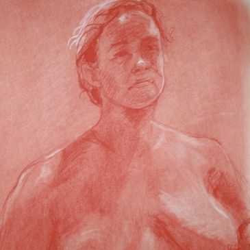 Seated figure
Conte on mid-ground paper
