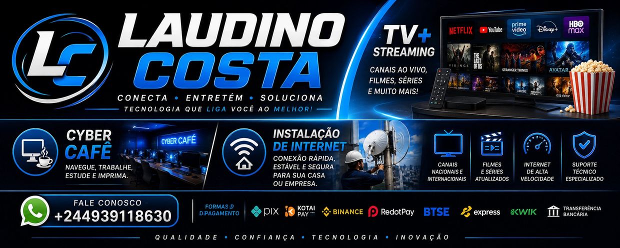 Banner promocional da Laudino Costa oferecendo TV streaming e instalação de internet.