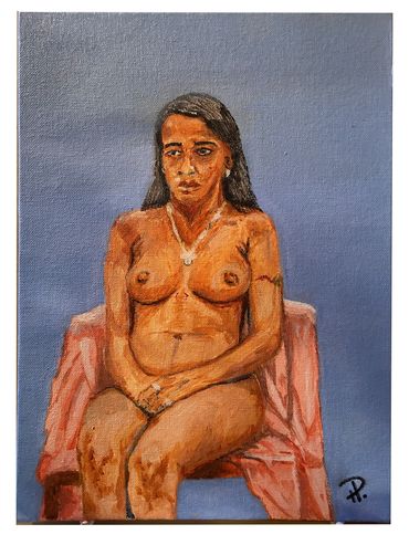 Live model oil painting on 11x12 Canvas Board