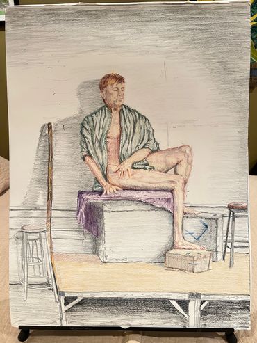 Carand'ache Luminance Pecncil live model sketch on 24x36 Stonehedge Pad
