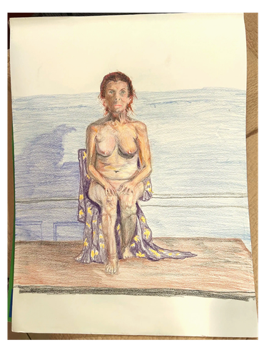 Carand'ache Luminance Pecncil live model sketch on 24x36 Stonehedge Pad