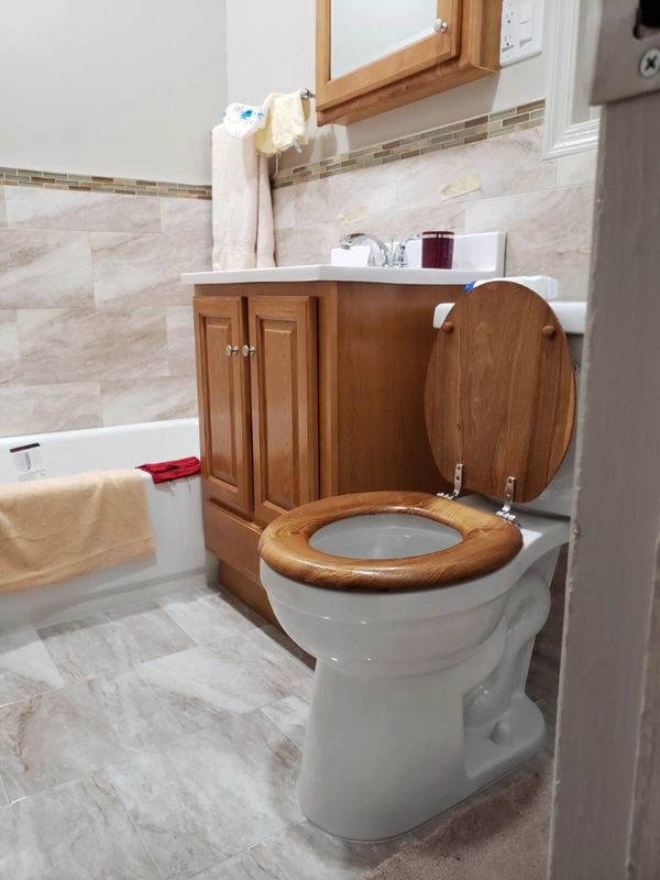 toilet and bath tub