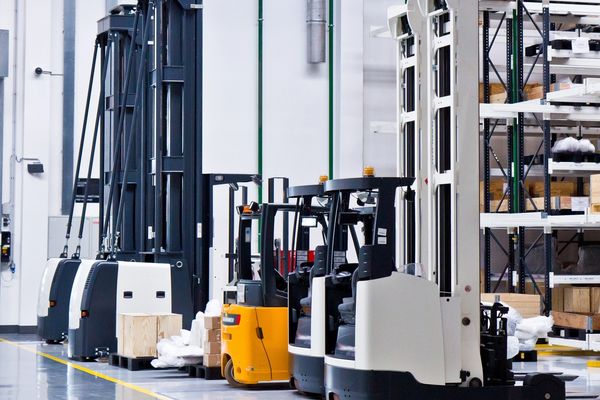 row of forktrucks