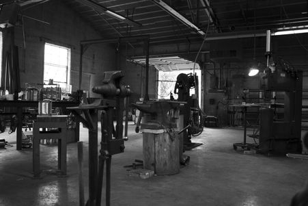 Blacksmith's shop, where Owen Hutchinson makes fine hardware, switch plates, and drawer pulls.