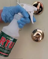 ZymeAway ready-to-use 2-ounce mixture to clean high touch surfaces.