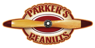 Logo of Parker's Peanuts featuring a wooden airplane propeller.
