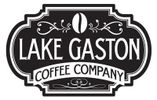 Logo of Lake Gaston Coffee Company with a coffee bean graphic.