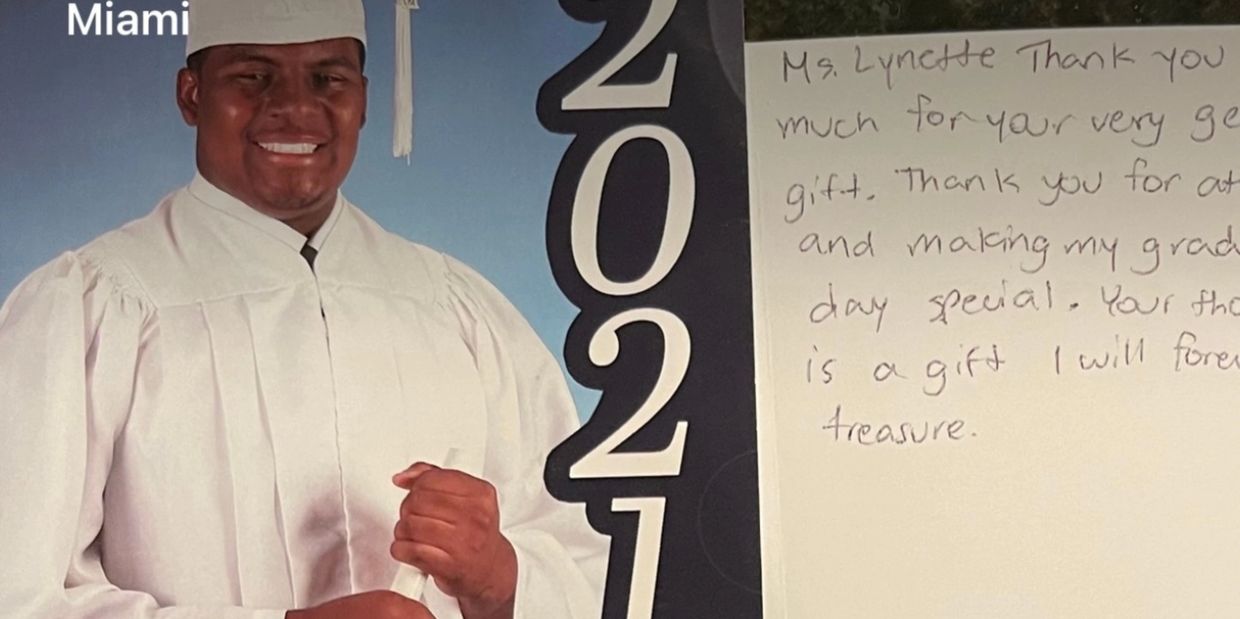 A thank you note for a graduating student