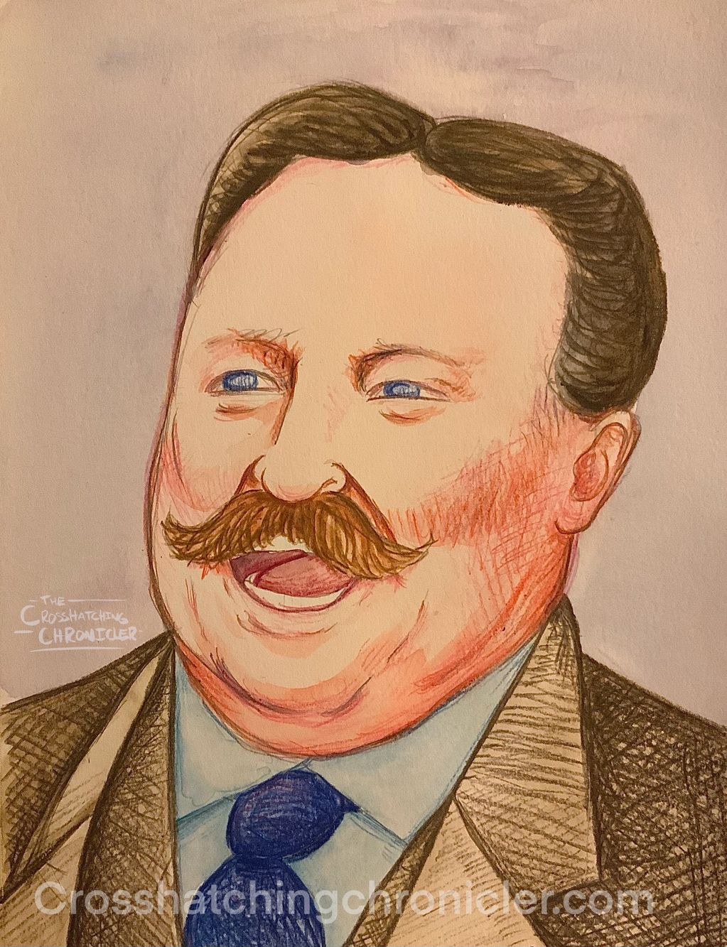 Colored Pencil and watercolor painting of William Howard Taft.