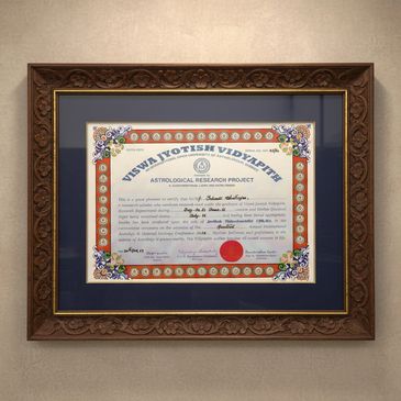 Ph.D Certificate of Dr. Subrata Chatterjee - Astrologer in Kolkata