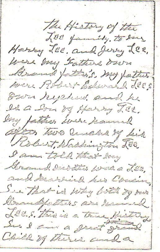 Lees of Virginia Lee Letter