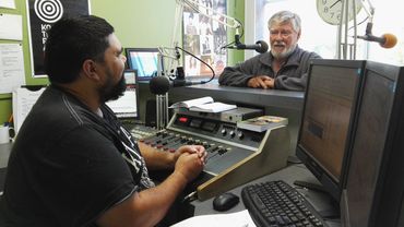 Owen being interviewed on the radio about his books