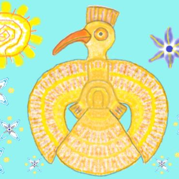 Painting in yellow on display of the website