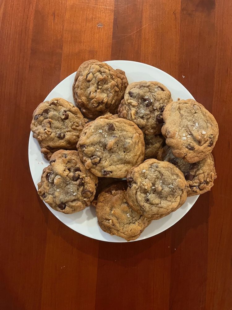 Homemade cookies and cakes served on a white plate