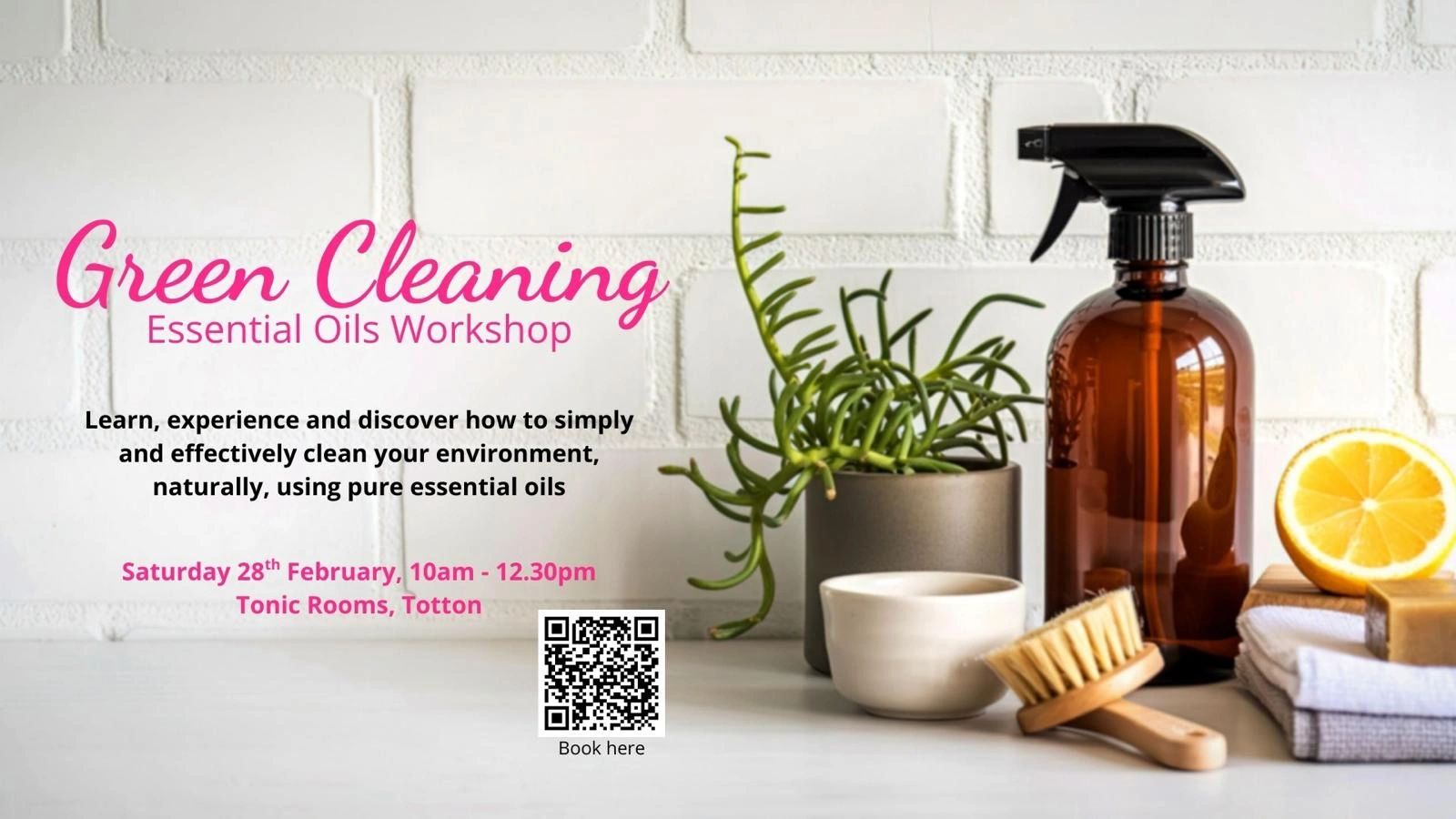 Green Cleaning Essential Oils Workshop with natural cleaning tips using essential oils.