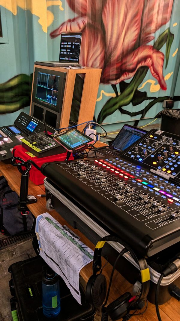 Sound engineer with mixing desk Manchester
