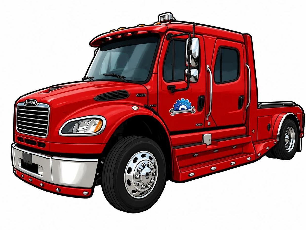Red semi-truck tractor without a trailer.