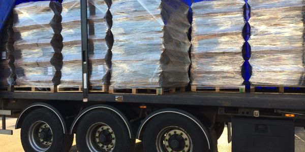 Lorry with loaded pallets