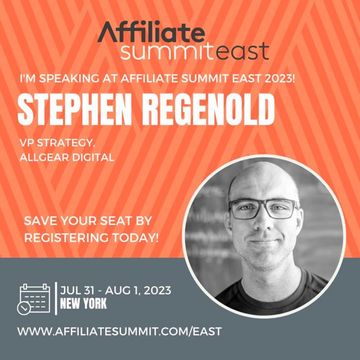 Stephen Regenold speaking at Affiliate Summit East 2023 in New York.