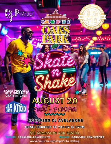 Skate in Shake event at Oaks Park on August 20.