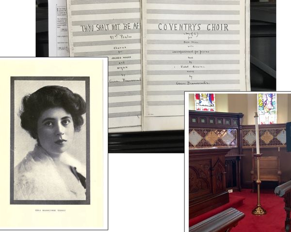 black and white photo of a woman and the coventry's choir