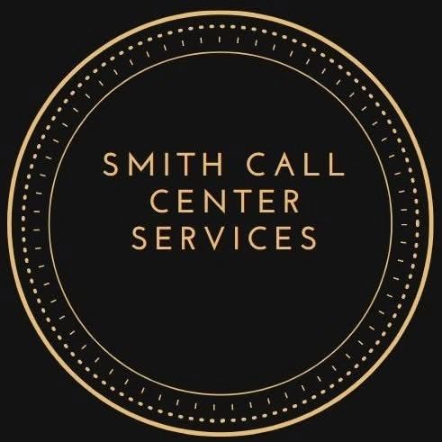 Elegant logo for Smith Call Center Services in gold on black.