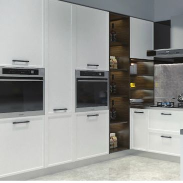 Kitchen and island application for architectural stainless living systems.