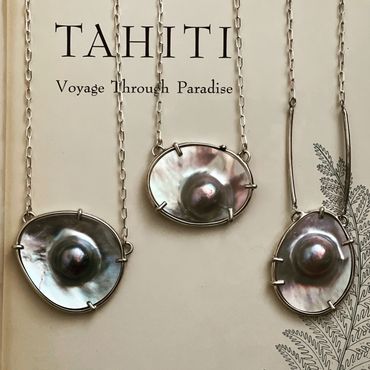 Tahitian mabe pearl pendant
