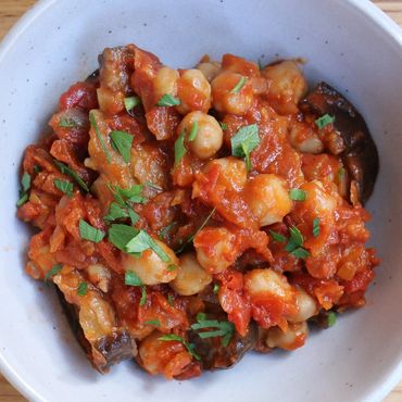 Moussaka d'aubergines et de pois chiche.