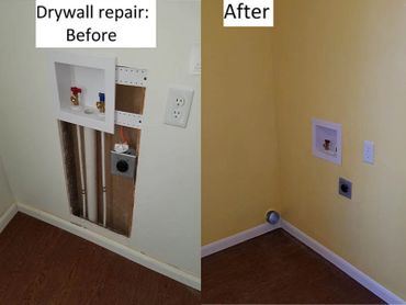 before and after drywall repair project