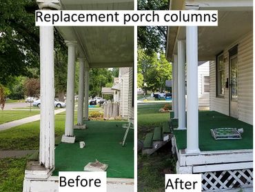 before and after porch column replacement