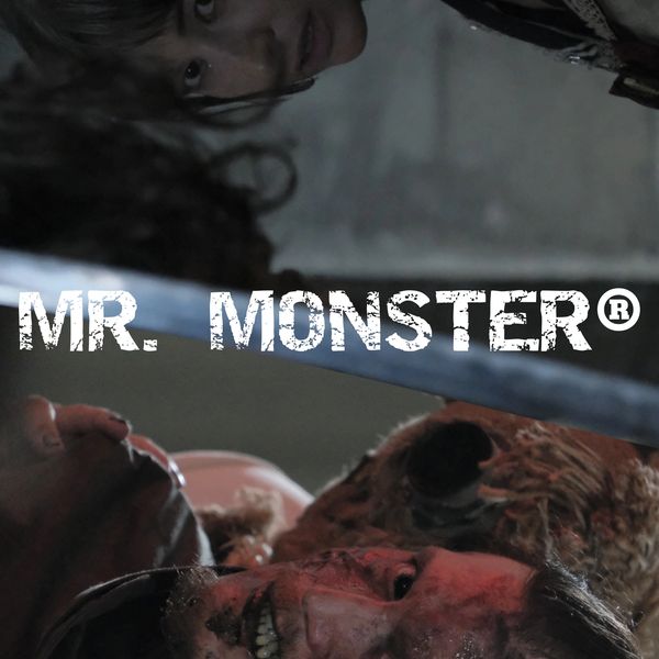 Intense confrontation scene from MR. MONSTER® featuring dramatic close-ups and a sword.