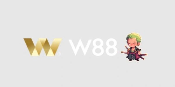 W88 logo with a chibi samurai character on a gray background.