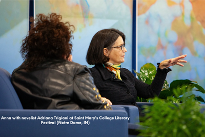 With novelist Adriana Trigiani at Saint Mary's College (Notre Dame, IN) Literary Festival