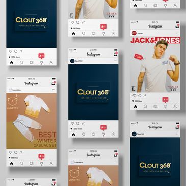 Collage of Instagram ads showcasing fashion and brand promotions.
