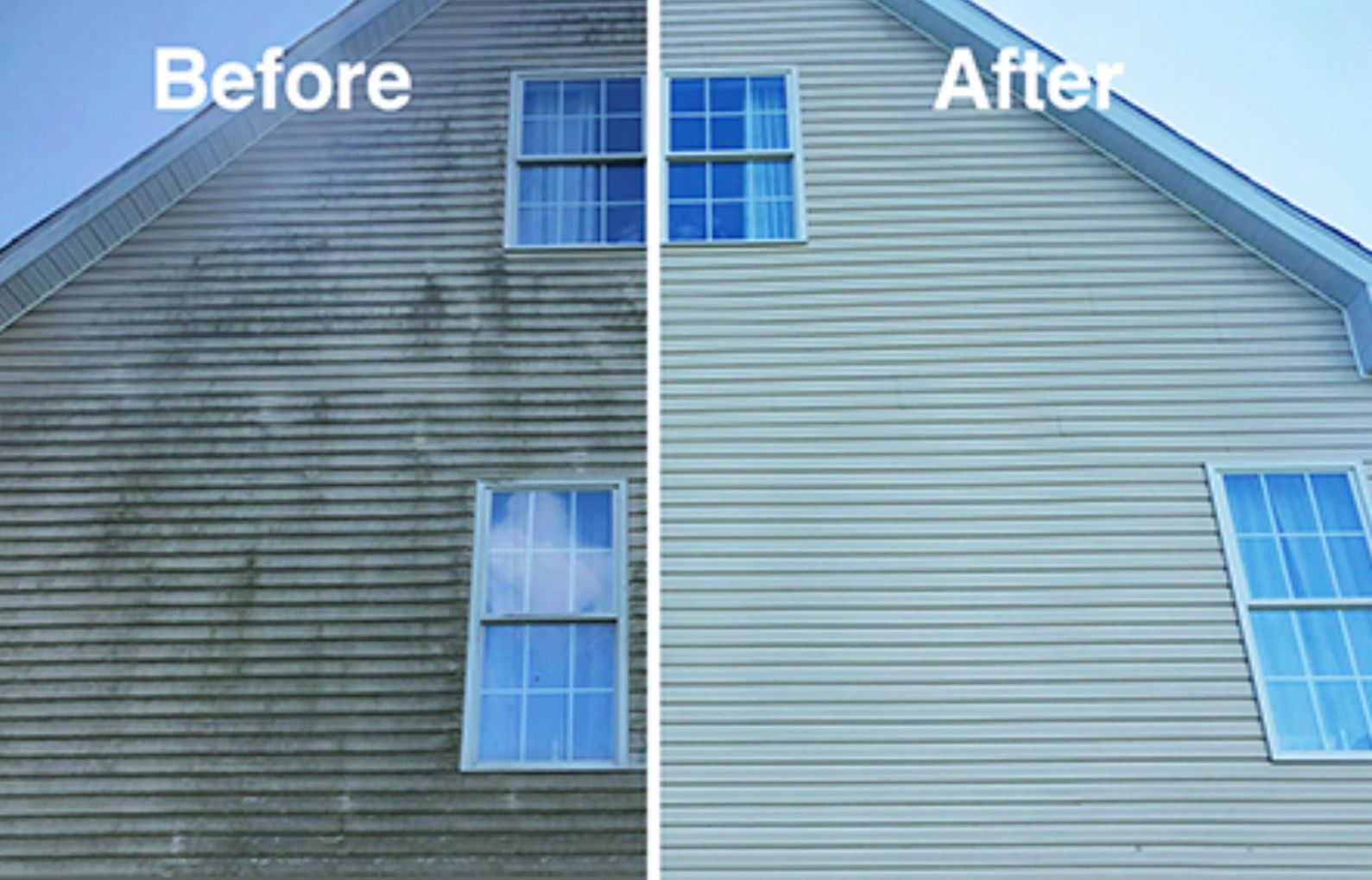 Soft wash vinyl siding - before and after