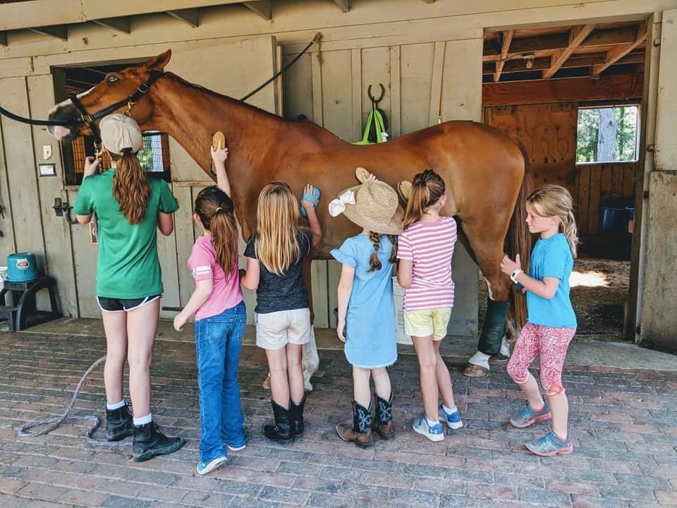 Young cowgirls having fun at Pinchona!