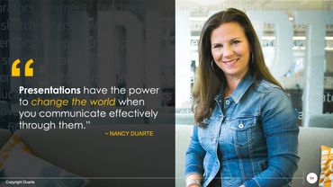 PowerPoint slide design with a quote from Nancy Duarte