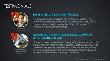 Keynote slide design showing dance studio student testimonials
