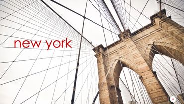 PowerPoint slide design featuring a Brooklyn bridge in New York