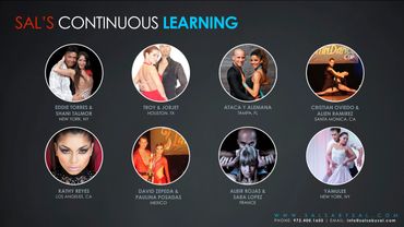Keynote slide design showing different instructors dance studio owner is learning from