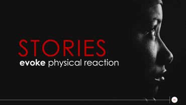 PowerPoint slide design showing how stories evoke a physical reaction