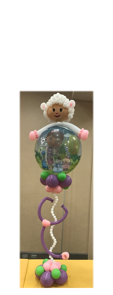 Centerpiece on Plexipoles. Bubble and balloons
