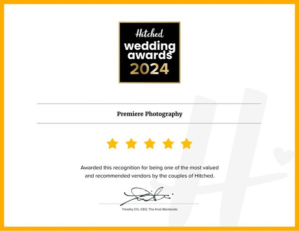 Hitched wedding awards 2024 as recognition for being one of their most recommended suppliers