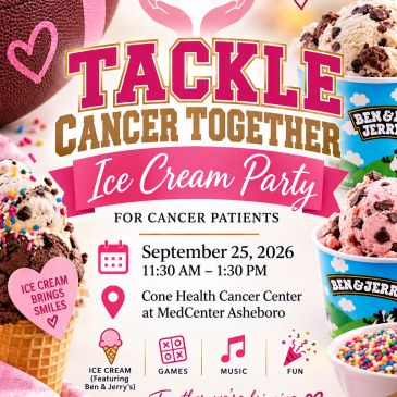Tackle Cancer Together Ice Cream Party promotional banner.