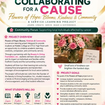 Project on flowers supporting cancer-affected individuals through kindness and community.