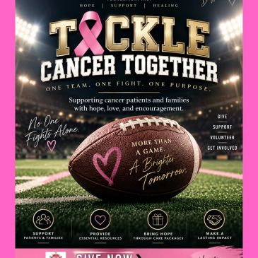 Football-themed cancer awareness and support poster.